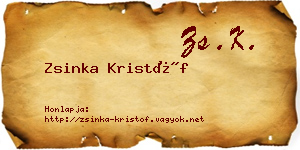 Zsinka Kristóf névjegykártya